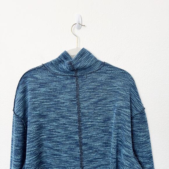 [Free People] Blue Sunny Days Turtleneck Knit Oversized Sweater Size Medium M - Picture 5 of 13
